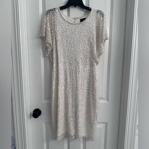 Adrianna Papell Ivory Sequin Dress